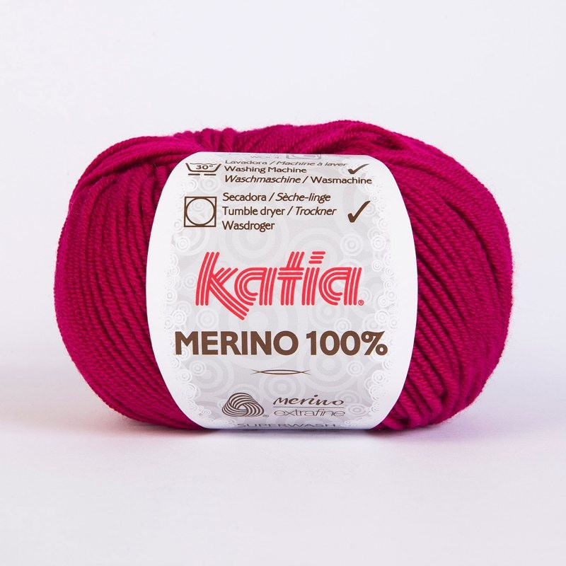 Lanas Katia Merino 100% fucsia oscuro 49 Lanas Katia Merino 100% fucsia oscuro 49