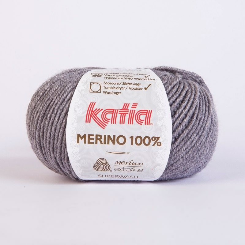 Lanas Katia Merino 100% gris medio 504 Lanas Katia Merino 100% gris medio 504