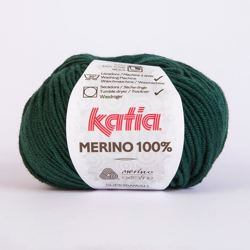 Lanas Katia Merino 100% verde botella 48 Lanas Katia Merino 100% verde botella 48