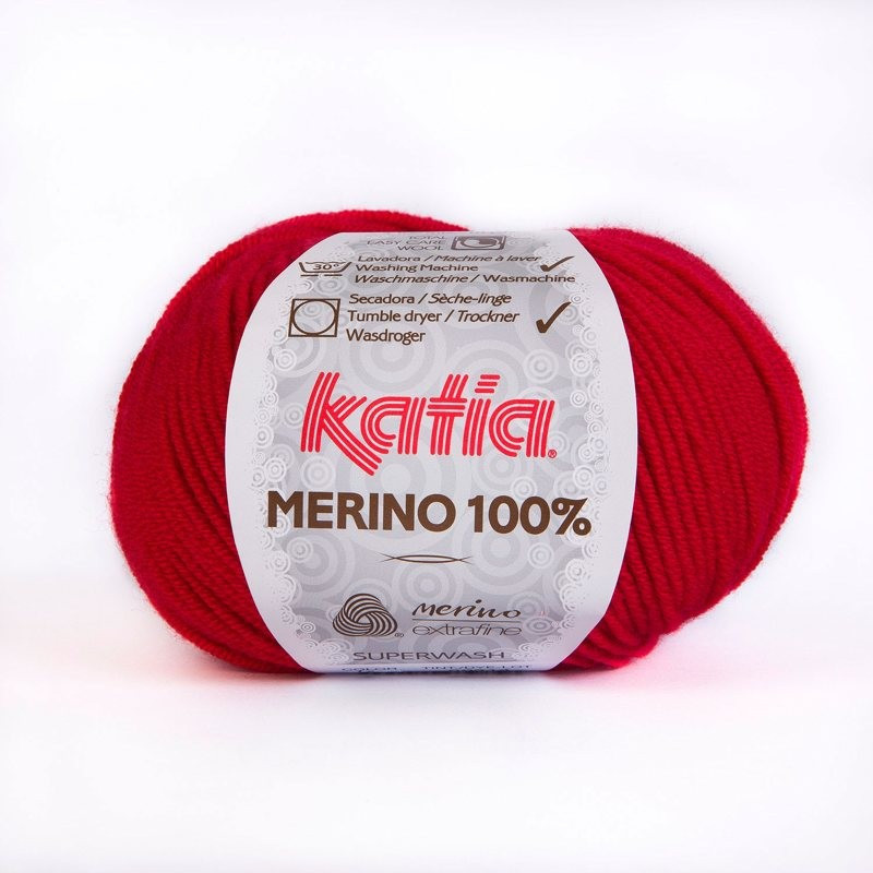 Lanas Katia Merino 100% rojo 4 Lanas Katia Merino 100% rojo 4