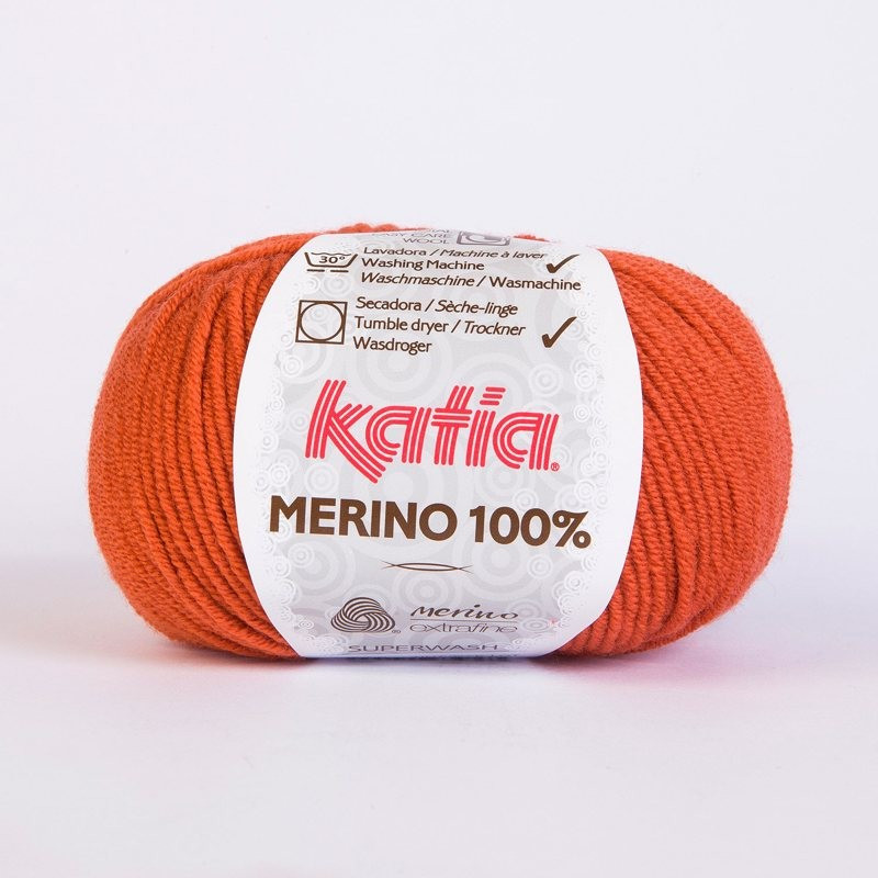Lanas Katia Merino 100% naranja intenso 20 Lanas Katia Merino 100% naranja intenso 20