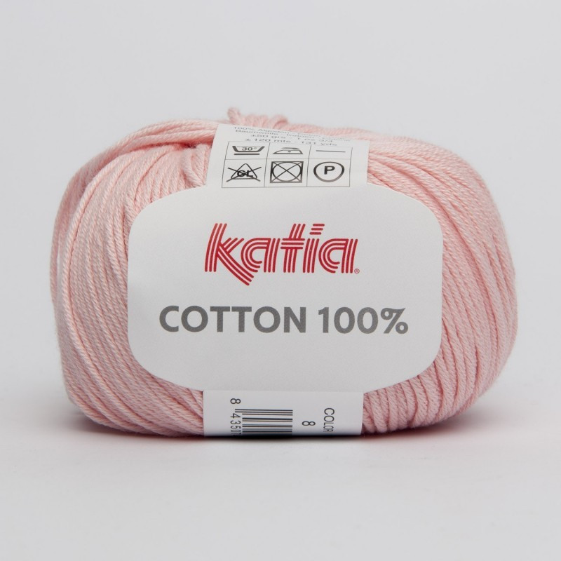 Lanas Katia Cotton 100% rosa muy claro 8 Lanas Katia Cotton 100% rosa muy claro 8