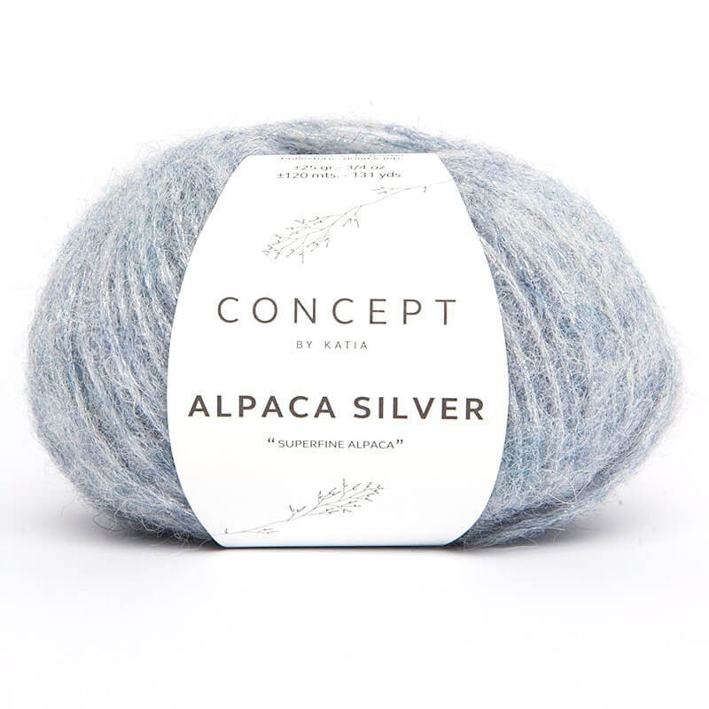 Lanas Katia Alpaca Silver Azul pastel-Plata 253 Lanas Katia Alpaca Silver Azul pastel-Plata 253